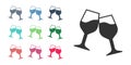 Black Wine glass icon isolated on white background. Wineglass sign. Set icons colorful. Vector Royalty Free Stock Photo