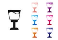 Black Wine glass icon isolated on white background. Wineglass sign. Set icons colorful. Vector Royalty Free Stock Photo