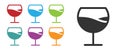 Black Wine glass icon isolated on white background. Wineglass sign. Set icons colorful. Vector Illustration Royalty Free Stock Photo