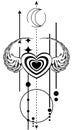 black winged heart lines tattoo ink sticker illustration2 Royalty Free Stock Photo