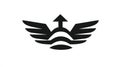 Black Winged Symbol with Arrow and Waves - Ascendancy and Progress Icon Royalty Free Stock Photo
