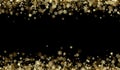 Black winter background with golden snowflakes.