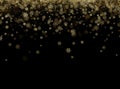 Black winter background with golden snowflakes. Christmas templa