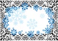 Black winter vector frame with snowflakes
