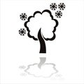 Black winter tree icon