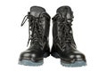 Black winter work boots isolated on white background Royalty Free Stock Photo