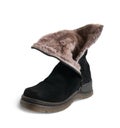 Black wintry womanish boot Royalty Free Stock Photo