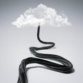 Black wire tends to the clouds. 3d rendering