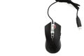 Black wired computer mouse on white background Royalty Free Stock Photo