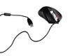 Black wired computer mouse on white background Royalty Free Stock Photo