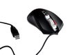 Black wired computer mouse on white background Royalty Free Stock Photo