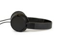 Black wired headphones isolated on white background Royalty Free Stock Photo
