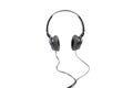 Black wired headphones on a white background Royalty Free Stock Photo