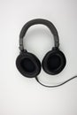 Black wired professional headphones for working Royalty Free Stock Photo