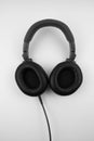 Black wired professional headphones for working Royalty Free Stock Photo