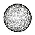 Black Wireframe Sphere Composed of Interconnected Dots and Lines on a White Background Royalty Free Stock Photo