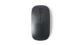 Black wireless computer mouse on white background, technology co Royalty Free Stock Photo