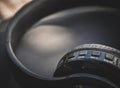 Black wireless headphones close up Royalty Free Stock Photo