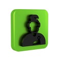Black Wizard warlock icon isolated on transparent background. Green square button.