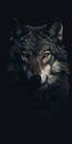 Epic Wolf Head Portrait In Dark Gray And Orange