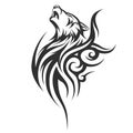 Black wolf Tattoo illustration. Illustration. Royalty Free Stock Photo