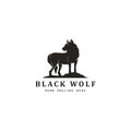 black wolf vintage silhouette vector illustration logo design 2 Royalty Free Stock Photo