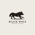 black wolf vintage silhouette vector illustration logo design Royalty Free Stock Photo