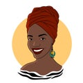 Black woman. Afro American girl in ÃÂ° red turban. Fashion vector Illustration