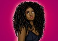 Black woman with beautiful curls hair digital art illustration