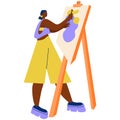 Black woman brush painting vector illustration Royalty Free Stock Photo