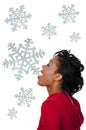 A Black Woman Catching Snowflakes