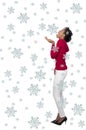 A Black Woman Catching Snowflakes