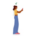 Black Woman Character Maintains Proper Posture While Holding Her Phone, Her Back Straight, Shoulders Relaxed