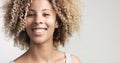 Black woman with curly afro hiar portrait