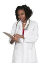 Black Woman Doctor with patient records