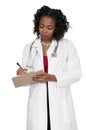 Black Woman Doctor with patient records