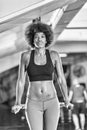 Black woman doing parallel bars Exercise Royalty Free Stock Photo