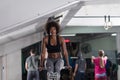 Black woman doing parallel bars Exercise Royalty Free Stock Photo