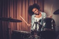 Black woman drummer Royalty Free Stock Photo