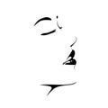 Black woman face icon vector,pretty girl logo, beauty sign, portrait silhouette, profile