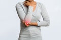 Black woman having acute pain in elbow joint