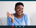 Black Woman Having Video Call, Pc Screen View