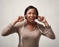 Black woman hearing anything Royalty Free Stock Photo