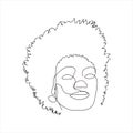 black woman lineart. Minimalist abstract portrait. Afro-descendant girl drawn in a continuous line.