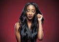 Black woman with long luxurious shiny hair Royalty Free Stock Photo