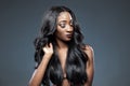Black woman with long luxurious shiny hair Royalty Free Stock Photo