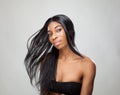 Black woman with long straight hair Royalty Free Stock Photo