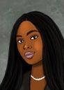 Black woman, melanin, dark skin digital art illustration