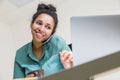 Black woman on mobile phone Royalty Free Stock Photo