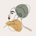 Black woman modern icon avatar. Woman hand drawn one line art design. Royalty Free Stock Photo